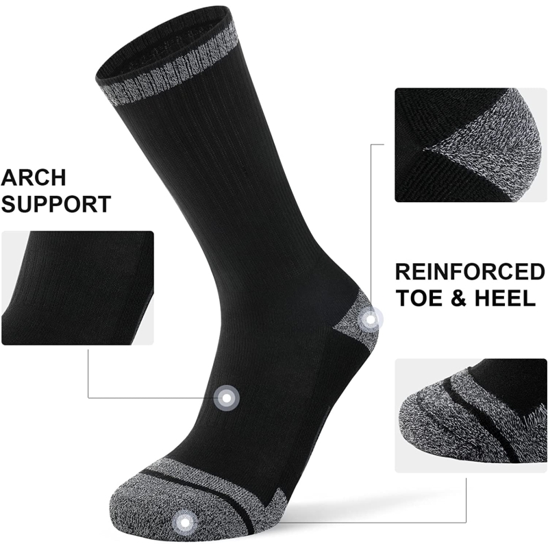 FITRELL 6 Pack Men's Athletic Crew Socks Cushioned Work Boot Socks Size 9-12/12-15 - Image 3